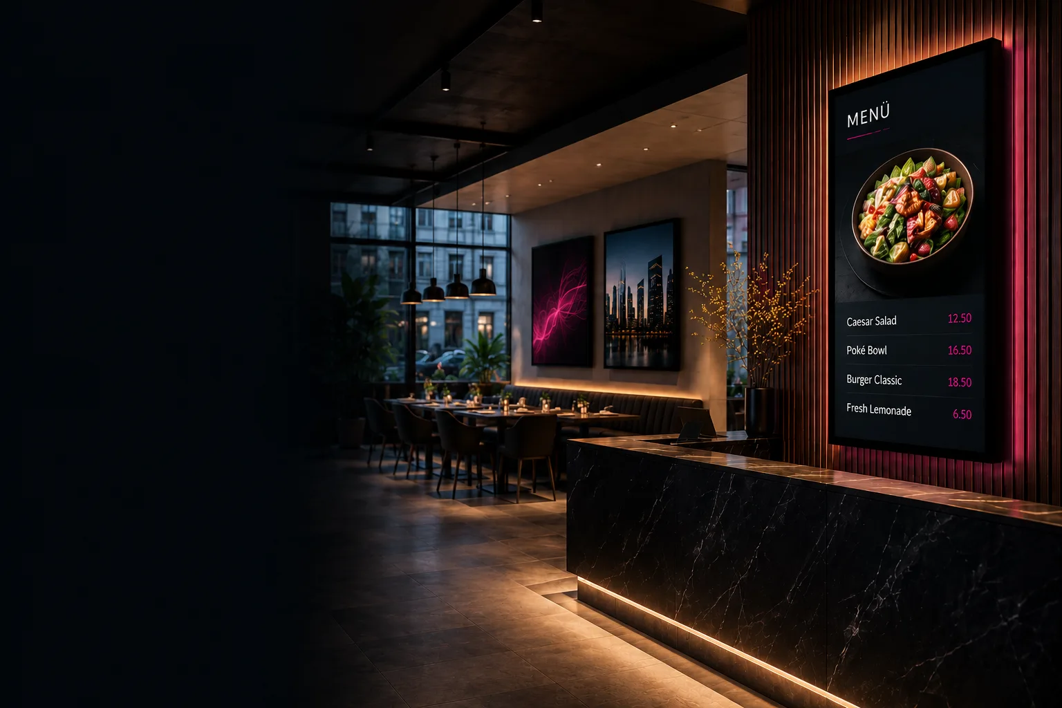 Digital Signage Display in einem modernen Geschäft